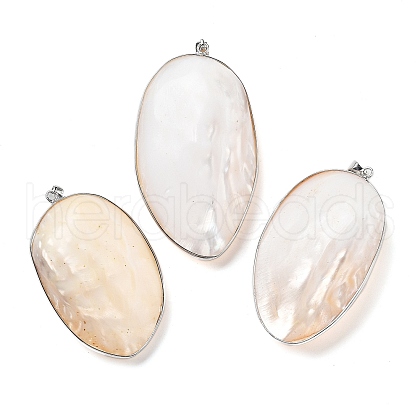 Electroplate Natural White Shell Pendants KK-F882-02P-1