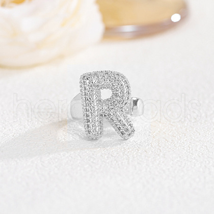 Brass Micro Pave Clear Cubic Zirconia Cuff Rings FS-WG4832E-36-1