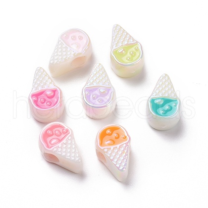UV Plating Rainbow Iridescent Acrylic European Beads X-SACR-E009-36-1