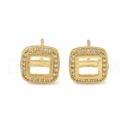Brass Micro Pave Cubic Zirconia Stud Earring Findings KK-F891-13G-1