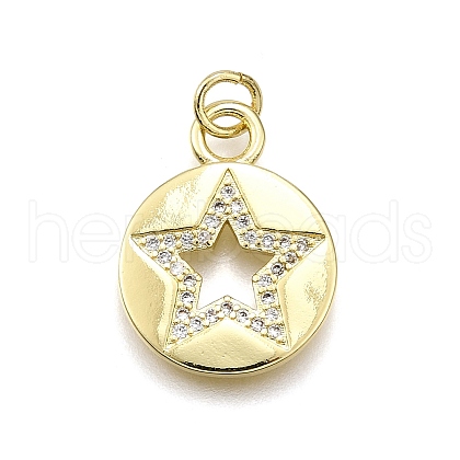 Rack Plating Brass Micro Pave Cubic Zirconia Pendants KK-K401-77G-1