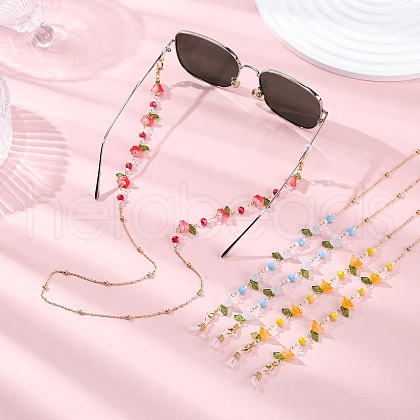Flower Acrylic Charms & Glass Eyeglasses Chains AJEW-TA00041-1