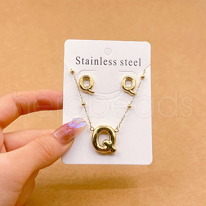 304 Stainless Steel Pendant Necklaces & Stud Earrings Sets FS-WGEB5F1-17-1