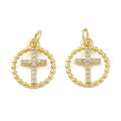 Brass Micro Pave Cubic Zirconia Pendants KK-C092-21A-G-1