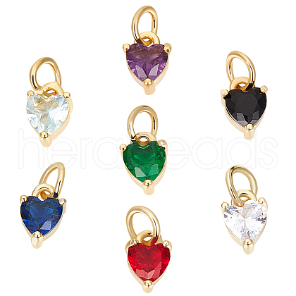 Beebeecraft 28Pcs 7 Colors Brass Micro Pave Cubic Zirconia Charms FIND-BBC0003-48-1