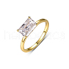 Rectangle Elegant S925 Sterling Silver Pave Clear Cubic Zirconia Ring for Women RW4917-4-2