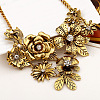 Retro Alloy Crystal Rhinestone Flower Pendant Bib Necklaces for Women FS-WGB73F9-02-2