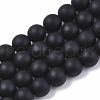 Natural Black Stone Bead Strands G-R193-01-10mm-1