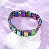 Electroplate Synthetic Non-magnetic Hematite Beads Stretch Bracelets for Men Women G-P571-J01-MC-3