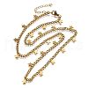 304 Stainless Steel Twisted Chain Necklaces with Star Charm Tassel NJEW-R023-07G-4