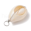 Natural Cowrie Shell Copper Wire Wrapped Shell Shape Pendants PALLOY-JF02938-04-4