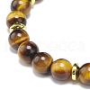 Natural Tiger Eye Rectangle Beaded Stretch Bracelet BJEW-JB08982-04-5