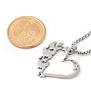 201 Stainless Steel Laser Cut Heart Butterfly Pendant Box Chain Necklaces for Women NJEW-Q004-06P-5