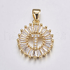 Long-Lasting Plated & Rack Plating Brass Micro Pave Cubic Zirconia Letter Pendants ZIRC-A007-03T-G-1