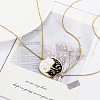 2Pcs Yin-yang Black and White Cat Shaped 201 Stainless Steel Enamel Pendant Necklaces for Couple FS-WG6093D-01-2
