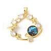 Brass Micro Pave Clear Cubic Zirconia Celestial Pendants ZIRC-I071-09G-1