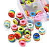 40Pcs 4 Colors Opaque Stripe Resin European Beads RESI-YW0001-19-3