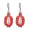 Acrylic Imitation Pearl & Seed Glass Dangle Earrings EJEW-MZ00390-01-2