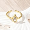 Mother's Day Rings Clear Cubic Zirconia Open Cuff Rings RJEW-A061-03G-1