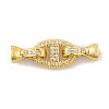 Rack Plating Brass Micro Pave Clear Cubic Zirconia Fold Over Clasps KK-K367-06G-1