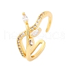 Brass Micro Pave Clear Cubic Zirconia Cuff Rings for Women RJEW-U047-10G-4