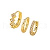 3Pcs Rhombus Brass Micro Pave Clear Cubic Zirconia Hoop Earrings FS-WGCAD1D-01-3