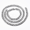 201 Stainless Steel Curb Chain Necklaces & Bracelets Sets SJEW-L186-02P-A-1