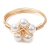 Flower Shell Pearl Finger Rings RJEW-TA00157-1