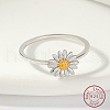 Rhodium Plated 925 Sterling Silver Daisy Flower Finger Ring for Women KN3229-2-2