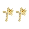 Brass Micro Pave Cubic Zirconia Ear Studs EJEW-P261-25D-G-1