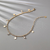 Brass Rectangle Disc Tassel Twisted Chain Women's Anklets for Vacation and Daily Wear QT1319-2