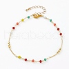 Faceted Glass Beaded Anklets AJEW-AN00379-2
