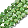 Electroplate Opaque Solid Color Glass Beads Strands EGLA-N006-002-4