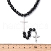 Adjustable Stainless Steel Double Cross Pendant Necklaces NJEW-F336-02P-5
