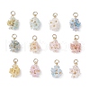 12Pcs Flower Transparent Acrylic Pendants PALLOY-JF03894-1