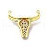 Rack Plating Brass Micro Pave Cubic Zirconia Connector Charms KK-P230-04G-04-2