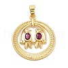 Rack Plating Brass Micro Pave Cubic Zirconia Pendants KK-Z071-55G-1