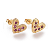 Brass Micro Pave Cubic Zirconia Stud Earrings EJEW-F201-02G-1