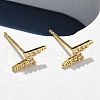 Lightning Bolt Brass Micro Pave Clear Cubic Zirconin Stud Earrings EJEW-D318-07G-3