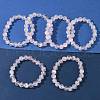 Natural Rose Quarts Round Beads Stretch Bracelets for Women BJEW-Q056-01A-3