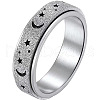 Non-Tarnish 201 Stainless Steel Moon and Star Rotatable Finger Ring MOST-PW0001-005D-05-1
