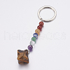 Natural Tiger Eye Chakra Keychain KEYC-P040-A09-1