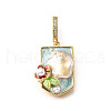 Brass Micro Pave Cubic Zirconia & Enamel Pendants KK-R222-16G-02-1