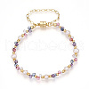 Brass Glass Seed Beaded Stretch Bracelets for Women BJEW-T022-09G-2