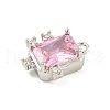 Rectangle Rack Plating Brass Micro Pave Cubic Zirconia Charms KK-P277-23P-02-2