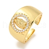 Rack Plating Brass Micro Pave Cubic Zirconia Saint Open Cuff Ring RJEW-C082-02G-1