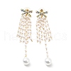 Crystal Rhinestone Dangle Stud Earrings with Imitation Pearl EJEW-C037-02D-LG-1