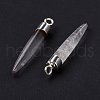 Natural Quartz Crystal Brass Pendants G-B025-02P-04-4