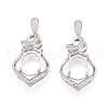 925 Sterling Silver Micro Pave Cubic Zirconia Pendants Claw Cabochon Settings STER-N016-49P-1