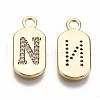 Brass Micro Pave Clear Cubic Zirconia Pendants KK-S360-052N-NF-2